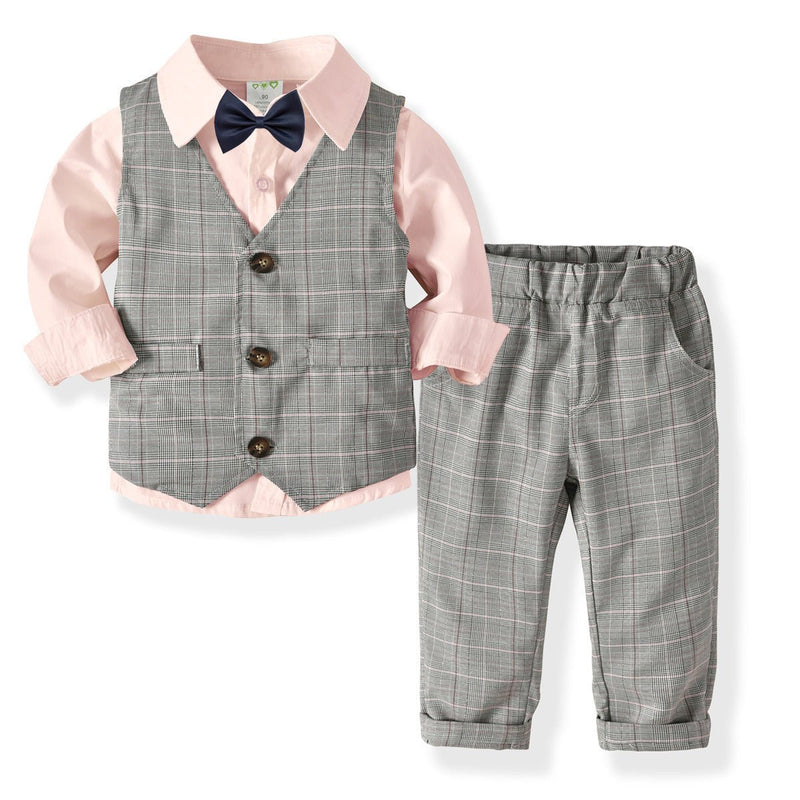 Boys Double Waistcoat Trousers Gentleman Bow Tie Suit - Starttech Online Market