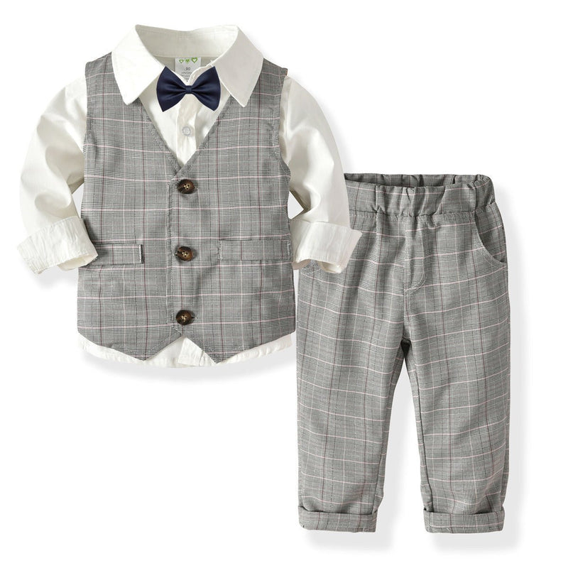 Boys Double Waistcoat Trousers Gentleman Bow Tie Suit - Starttech Online Market