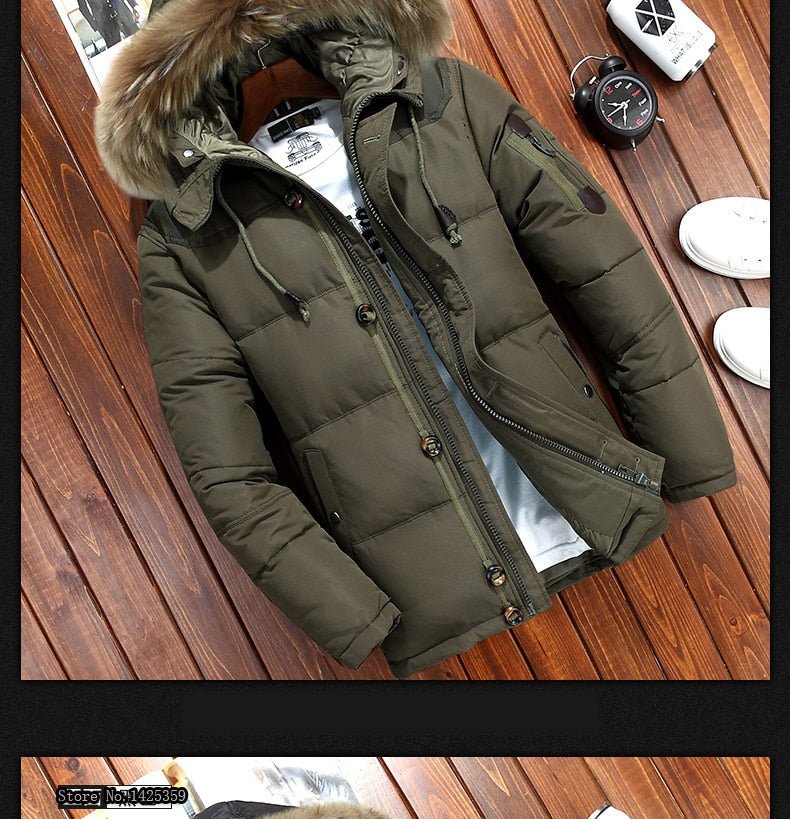 Brand Winter Jacket Men White Duck Down Parkas Jacket Thick Warm Snow Parka Hooded Jacket Overcoat Windbreaker - Starttech Online Market