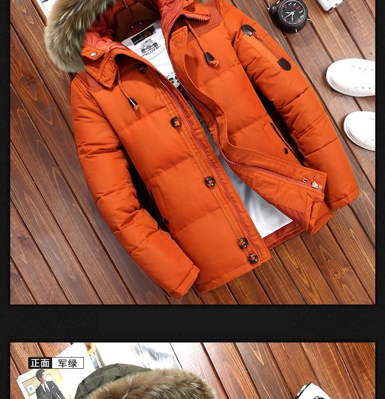 Brand Winter Jacket Men White Duck Down Parkas Jacket Thick Warm Snow Parka Hooded Jacket Overcoat Windbreaker - Starttech Online Market