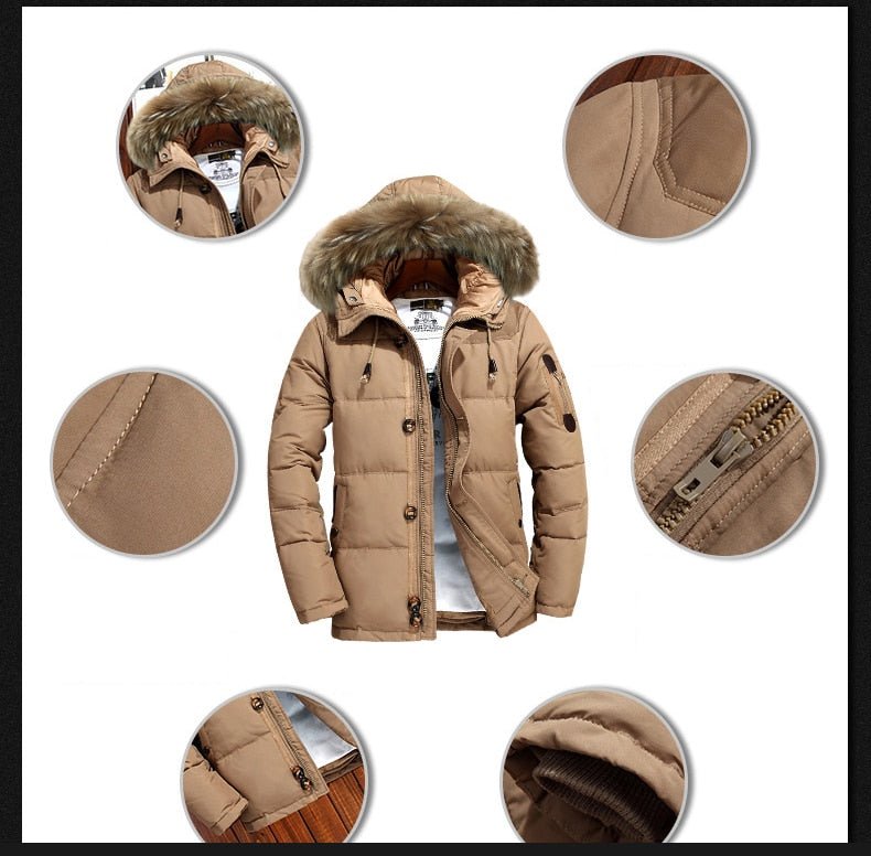 Brand Winter Jacket Men White Duck Down Parkas Jacket Thick Warm Snow Parka Hooded Jacket Overcoat Windbreaker - Starttech Online Market