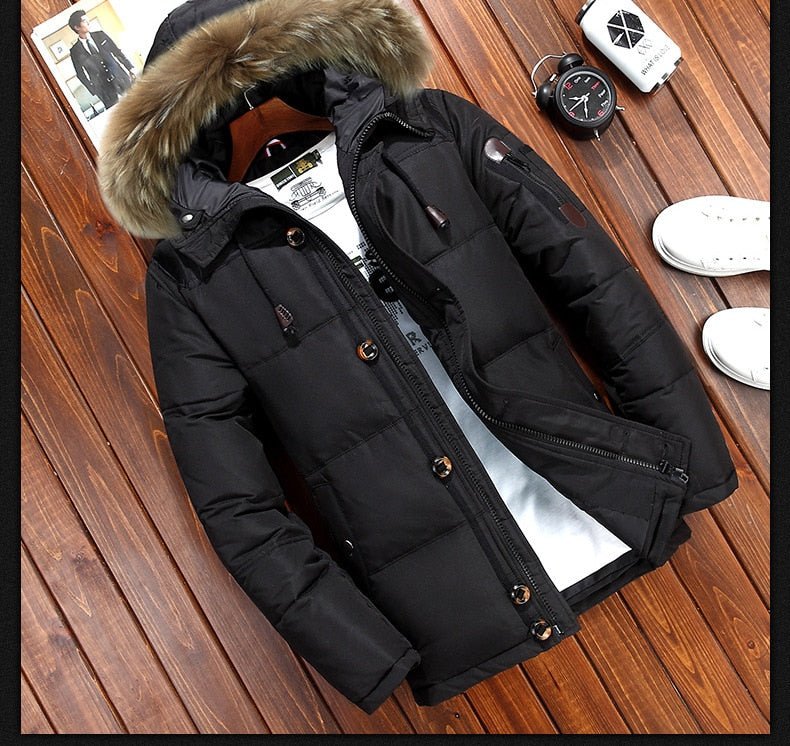 Brand Winter Jacket Men White Duck Down Parkas Jacket Thick Warm Snow Parka Hooded Jacket Overcoat Windbreaker - Starttech Online Market