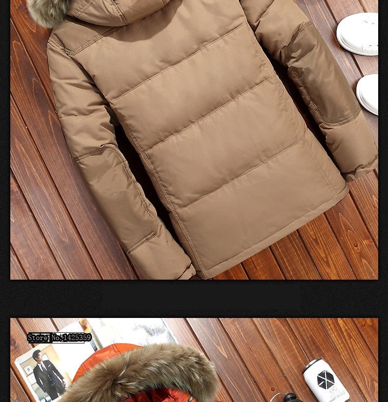 Brand Winter Jacket Men White Duck Down Parkas Jacket Thick Warm Snow Parka Hooded Jacket Overcoat Windbreaker - Starttech Online Market