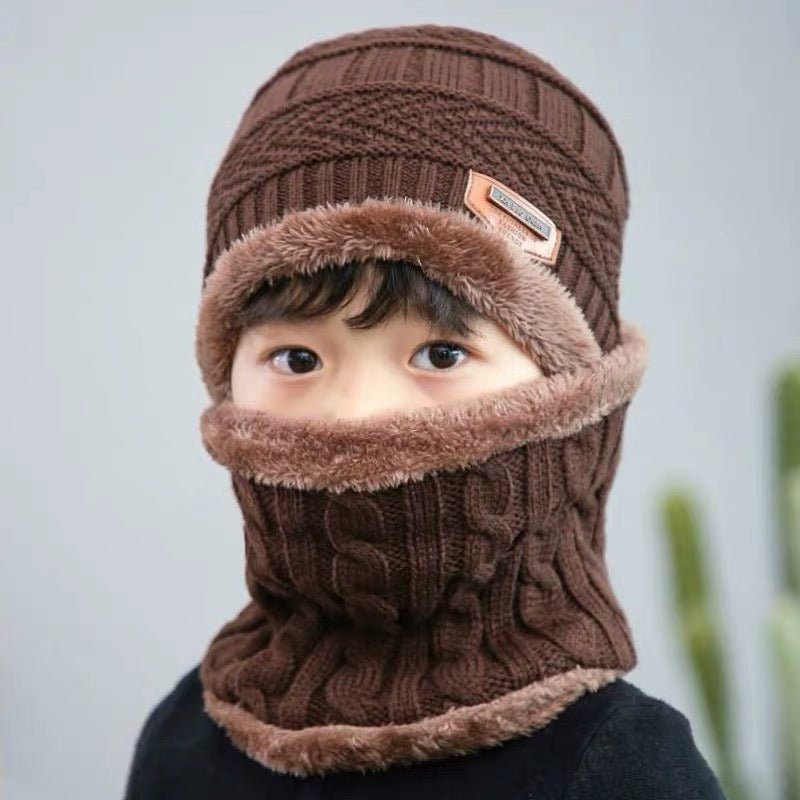 Children's hat wool and fleece baby autumn and winter ear protection warm hat scarf two sets of men and girls scarf fashion - Starttech Online Market