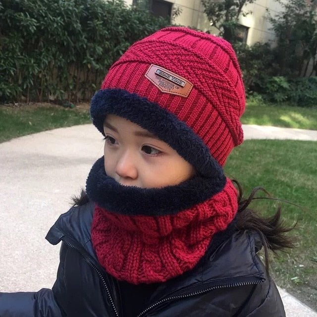 Children's hat wool and fleece baby autumn and winter ear protection warm hat scarf two sets of men and girls scarf fashion - Starttech Online Market