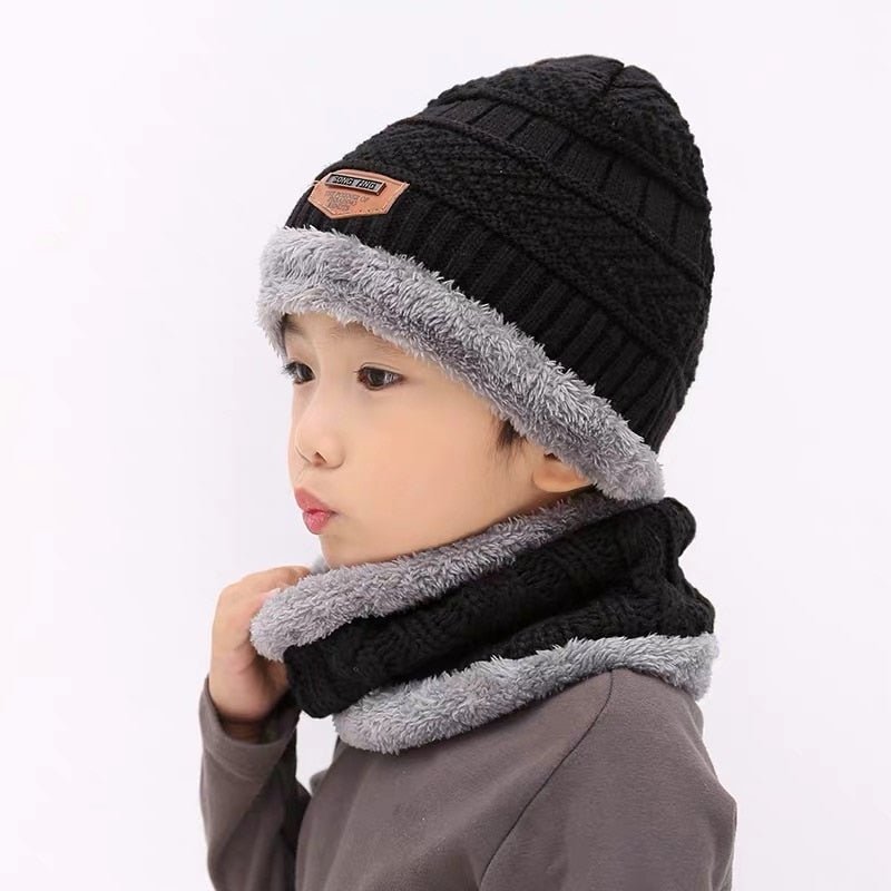 Children's hat wool and fleece baby autumn and winter ear protection warm hat scarf two sets of men and girls scarf fashion - Starttech Online Market