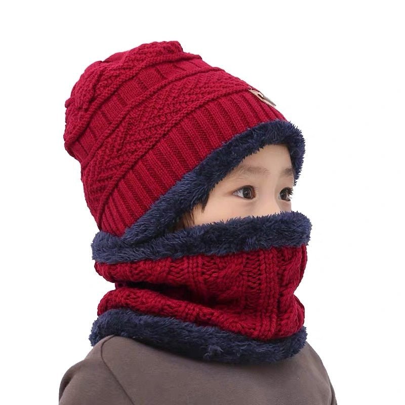 Children's hat wool and fleece baby autumn and winter ear protection warm hat scarf two sets of men and girls scarf fashion - Starttech Online Market