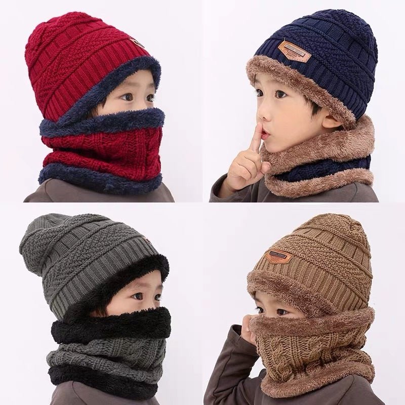 Children's hat wool and fleece baby autumn and winter ear protection warm hat scarf two sets of men and girls scarf fashion - Starttech Online Market