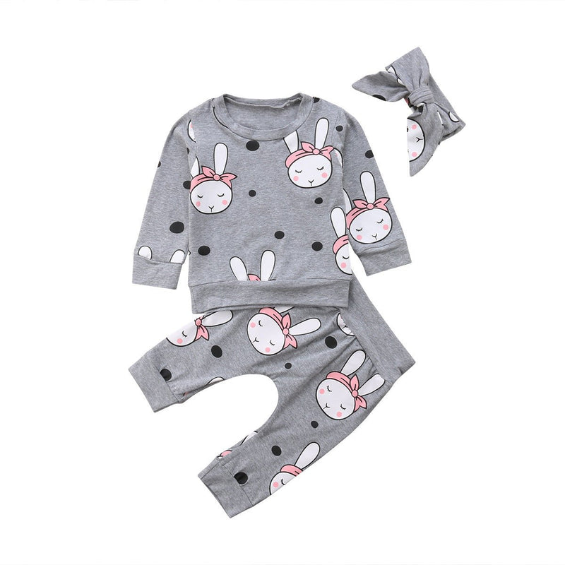 Children's Set Rabbit Doll Set Long Sleeve Bunny Doll Set Three-piece Set With Bandana - Starttech Online Market