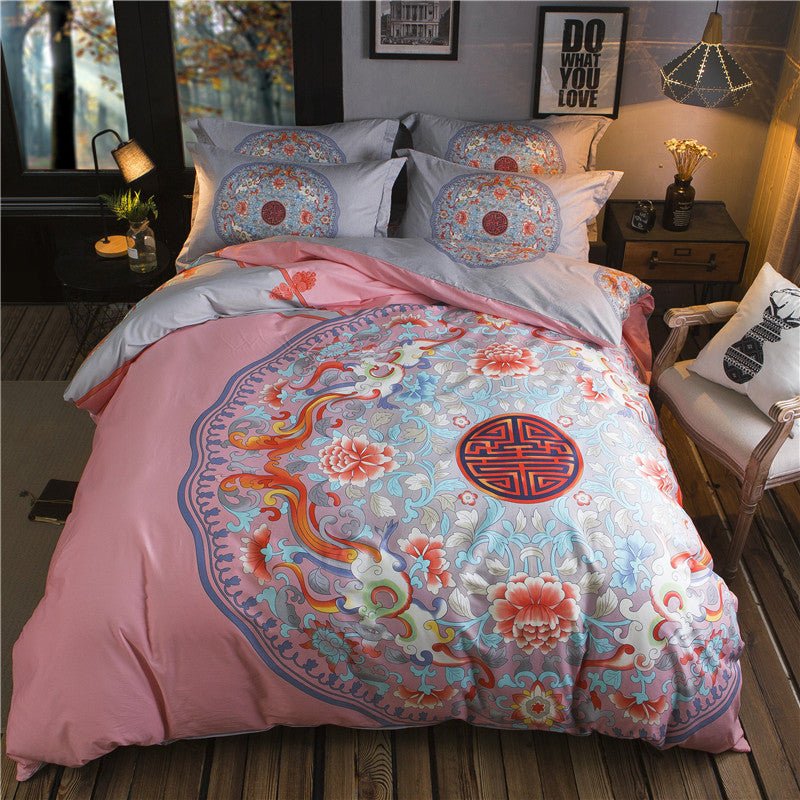 Cotton Sheet Quilt Cover Four Piece Set - Starttech Online Market