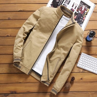 DIMUSI Spring Autumn Men's Bomber Jackets Casual Male Outwear Windbreaker Stand Collar Jacket Mens Baseball Slim Coats 5XL,YA810 - Starttech Online Market