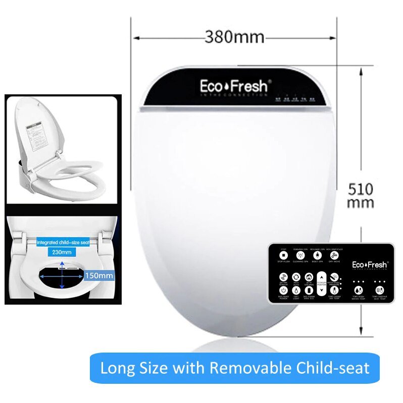 Ecofresh smart toilet seat cover electronic bidet cover clean dry seat heating wc intelligent toilet seat cover child seat - Starttech Online Market