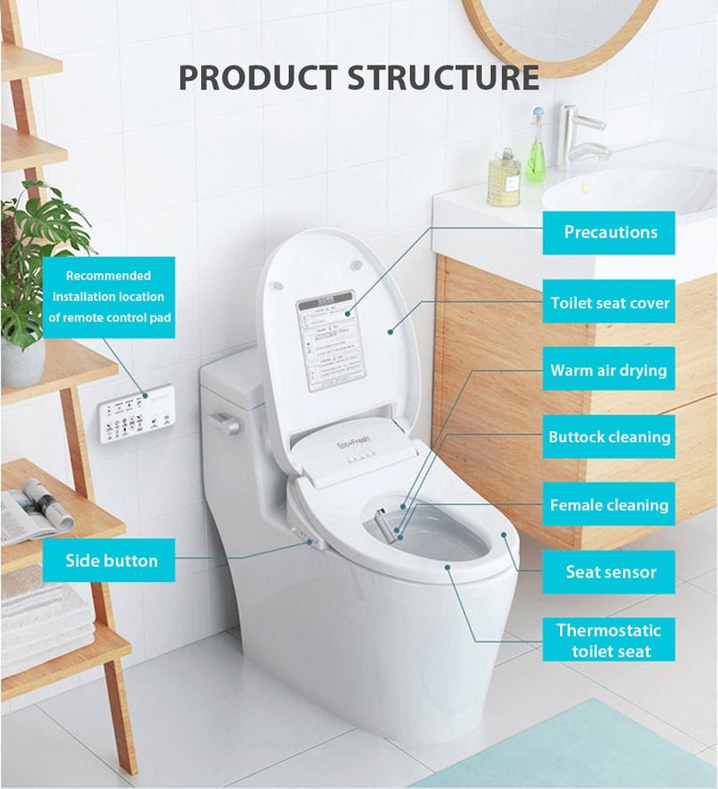 Ecofresh smart toilet seat cover electronic bidet cover clean dry seat heating wc intelligent toilet seat cover child seat - Starttech Online Market