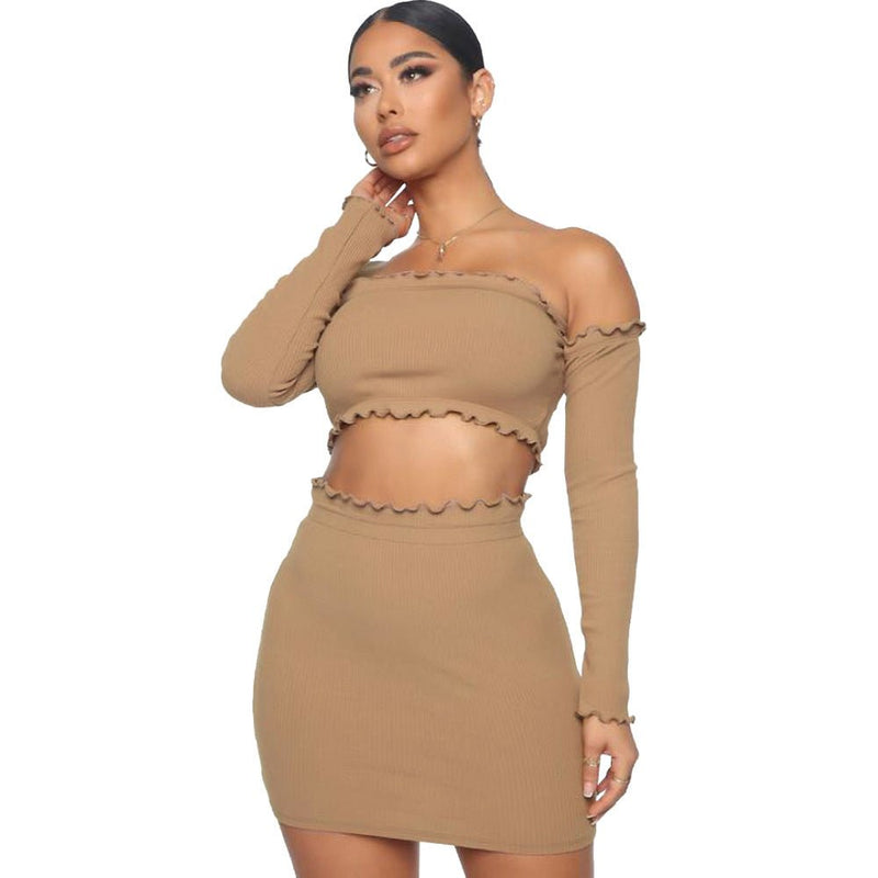 Europe And America Tight Leaky Belly Strapless Backless Skirt Set Two-piece Set - Starttech Online Market