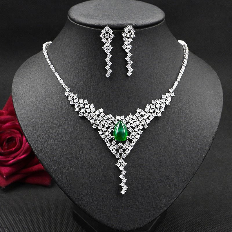 Fashion Crystal Diamond Necklace And Earring Two-Piece Set Female Elegant Clavicle Chain - Starttech Online Market