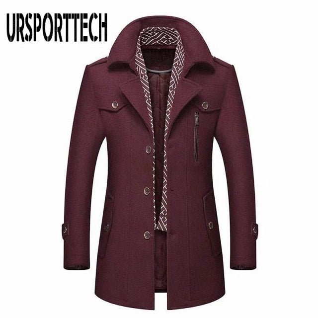 Fashion Middle Long Scarf Collar Cotton-padded Thick Warm Woollen Trench Overcoat - Starttech Online Market