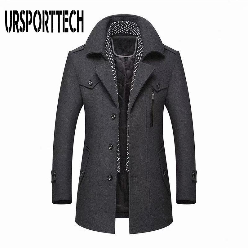 Fashion Middle Long Scarf Collar Cotton-padded Thick Warm Woollen Trench Overcoat - Starttech Online Market