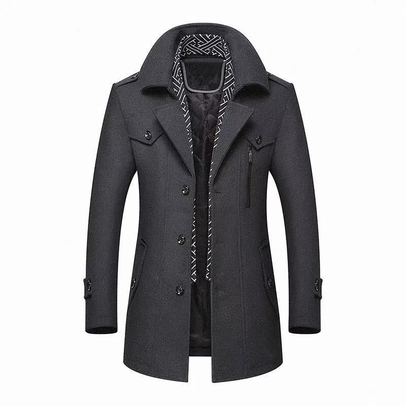 Fashion Middle Long Scarf Collar Cotton-padded Thick Warm Woollen Trench Overcoat - Starttech Online Market