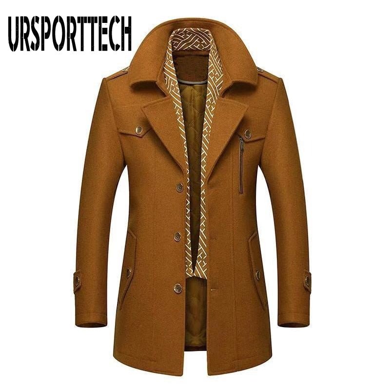 Fashion Middle Long Scarf Collar Cotton-padded Thick Warm Woollen Trench Overcoat - Starttech Online Market