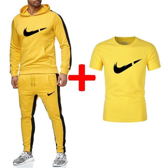 Fashion New Arrival Sporting Suit Men Hoodies Sportswear Casual Sweatshirt+Sweatpants+tees 3 Pieces Sets Tracksuit Men Suits Set - Starttech Online Market