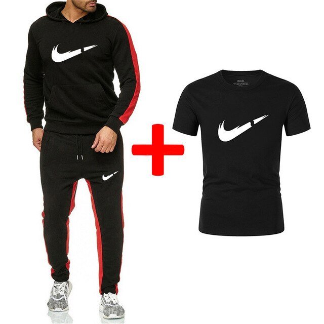 Fashion New Arrival Sporting Suit Men Hoodies Sportswear Casual Sweatshirt+Sweatpants+tees 3 Pieces Sets Tracksuit Men Suits Set - Starttech Online Market