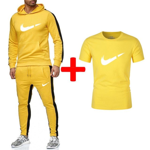 Fashion New Arrival Sporting Suit Men Hoodies Sportswear Casual Sweatshirt+Sweatpants+tees 3 Pieces Sets Tracksuit Men Suits Set - Starttech Online Market