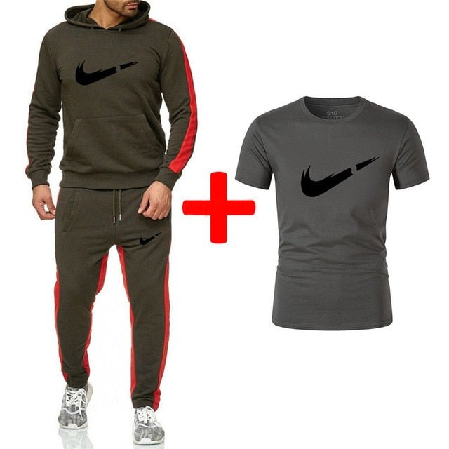 Fashion New Arrival Sporting Suit Men Hoodies Sportswear Casual Sweatshirt+Sweatpants+tees 3 Pieces Sets Tracksuit Men Suits Set - Starttech Online Market