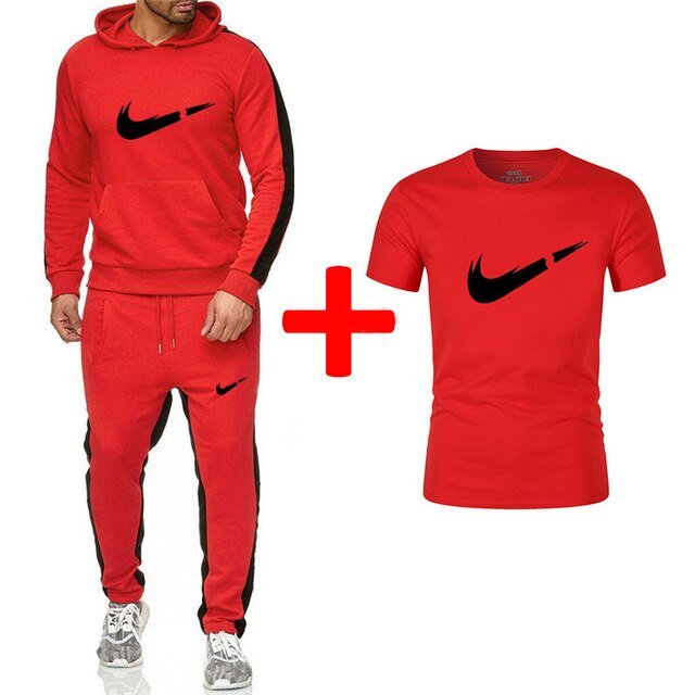 Fashion New Arrival Sporting Suit Men Hoodies Sportswear Casual Sweatshirt+Sweatpants+tees 3 Pieces Sets Tracksuit Men Suits Set - Starttech Online Market