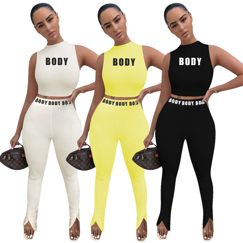 Fashion Slim Bare Positioning Printing Two-piece Set - Starttech Online Market