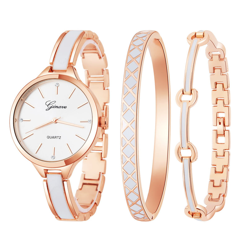 Fashion Women'S Three-Piece Set With Diamond-Studded British Watch Bracelet - Starttech Online Market