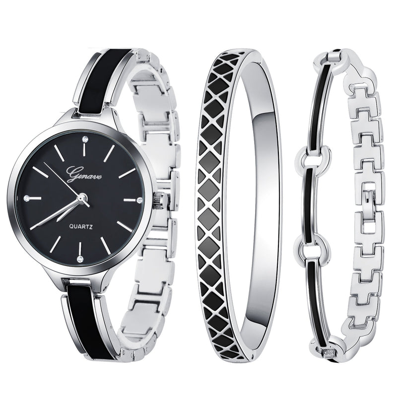 Fashion Women'S Three-Piece Set With Diamond-Studded British Watch Bracelet - Starttech Online Market