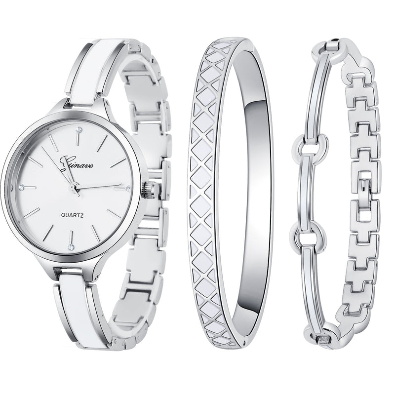 Fashion Women'S Three-Piece Set With Diamond-Studded British Watch Bracelet - Starttech Online Market