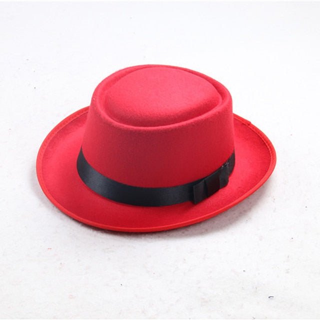 Faux Wool Unisex Flat Top Bowler Hat Concave Top Head Wearing Jazz Hat - Starttech Online Market