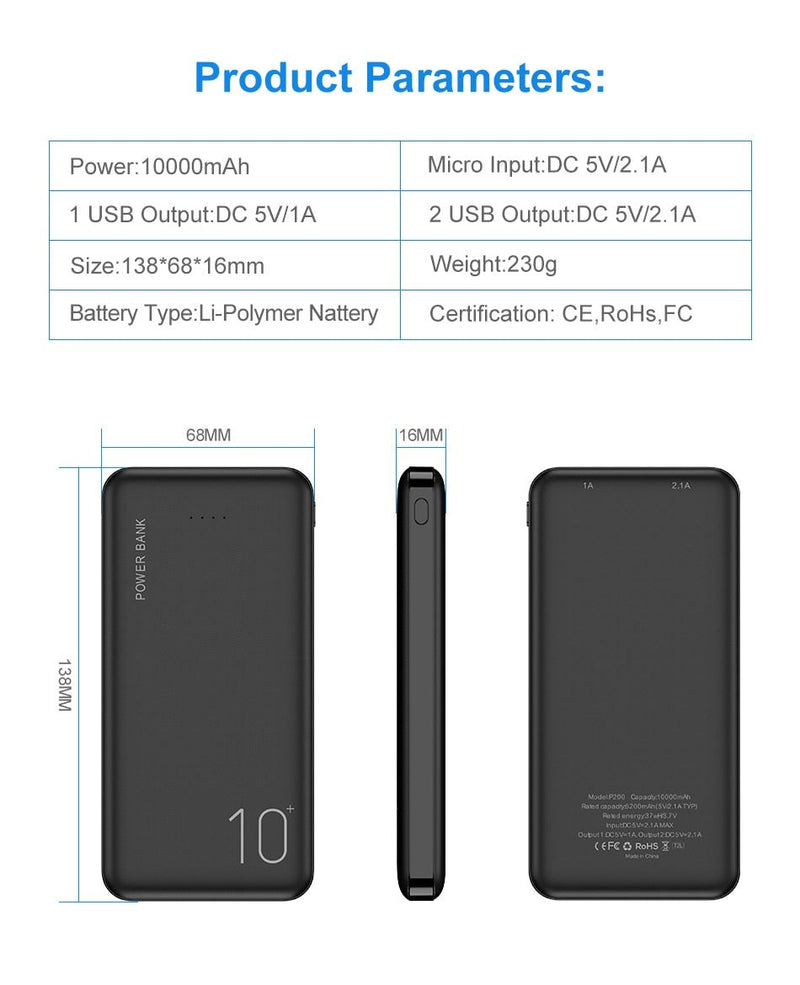 FLOVEME Power Bank 10000mAh Portable Charger For Samsung Xiaomi mi Mobile External Battery Powerbank 10000 mAh Poverbank Phone - Starttech Online Market