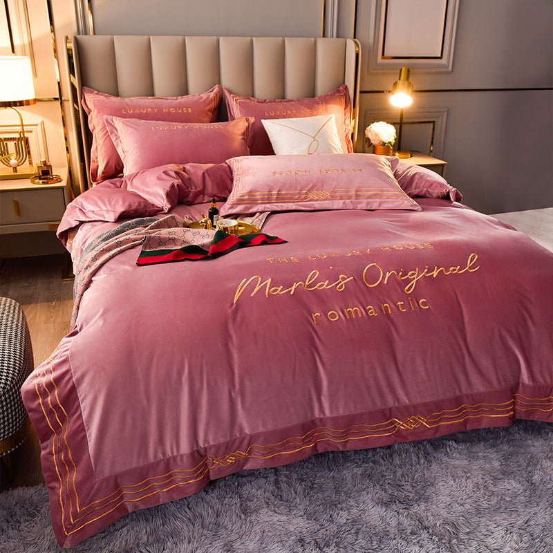 Four-Piece Milk Velvet Set On Light Luxury Bed - Starttech Online Market