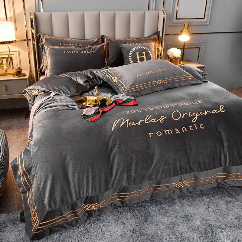 Four-Piece Milk Velvet Set On Light Luxury Bed - Starttech Online Market