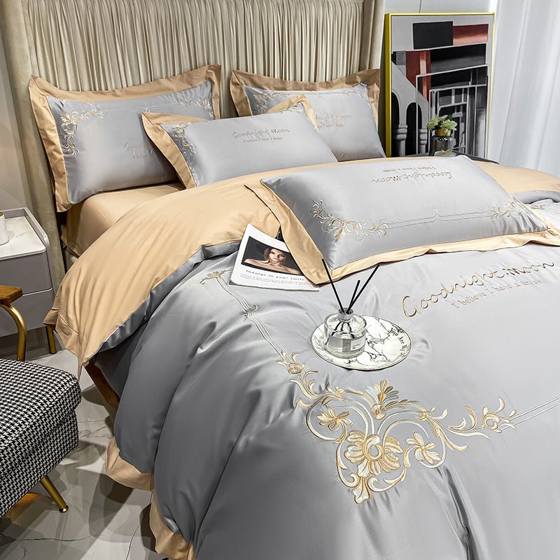 Four-piece Pure Cotton Washed Silk Embroidered Bedding Set - Starttech Online Market