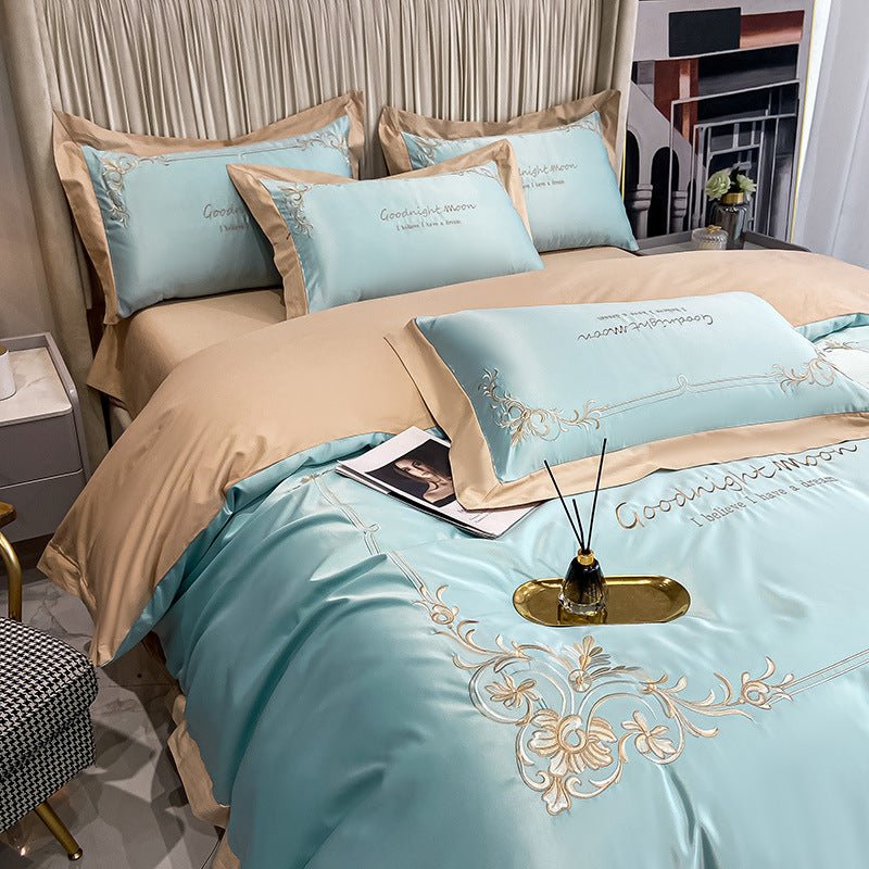 Four-piece Pure Cotton Washed Silk Embroidered Bedding Set - Starttech Online Market