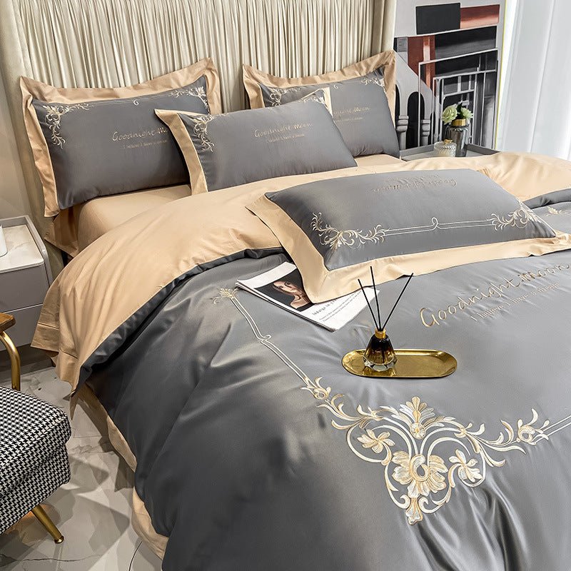 Four-piece Pure Cotton Washed Silk Embroidered Bedding Set - Starttech Online Market