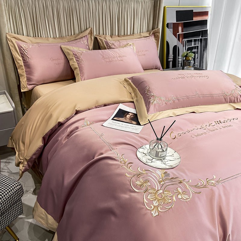 Four-piece Pure Cotton Washed Silk Embroidered Bedding Set - Starttech Online Market