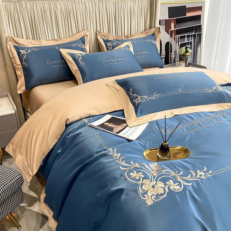 Four-piece Pure Cotton Washed Silk Embroidered Bedding Set - Starttech Online Market