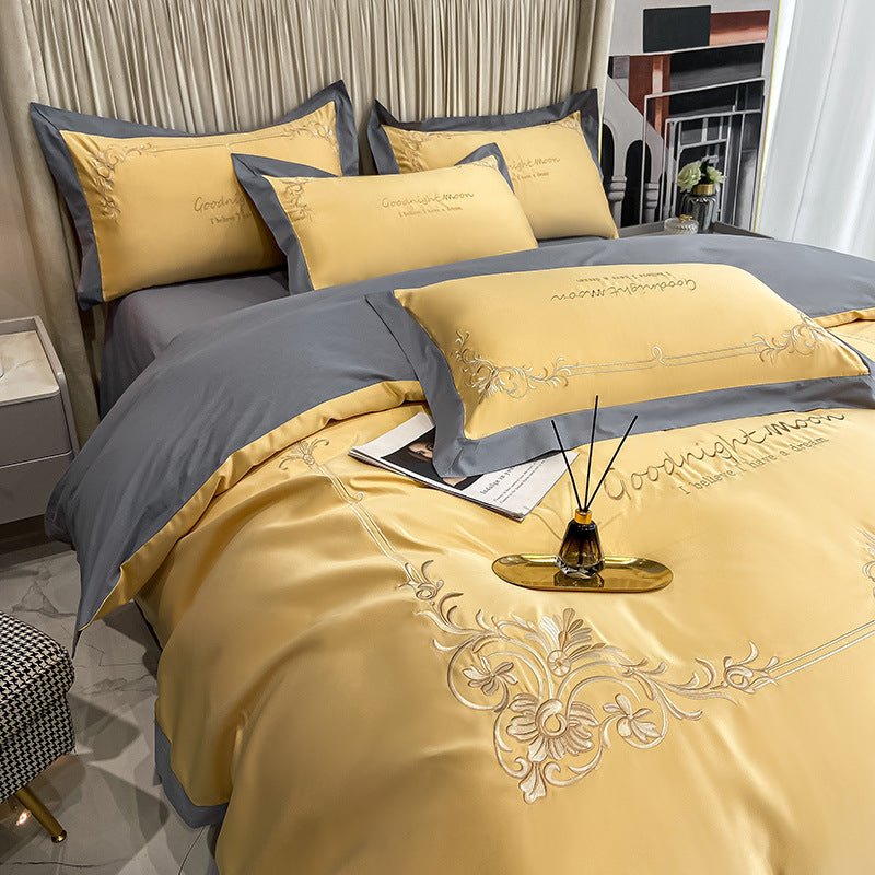 Four-piece Pure Cotton Washed Silk Embroidered Bedding Set - Starttech Online Market