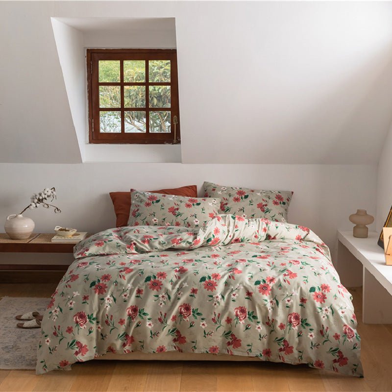 Four-piece Set Of Korean Retro Floral Cotton Bed - Starttech Online Market