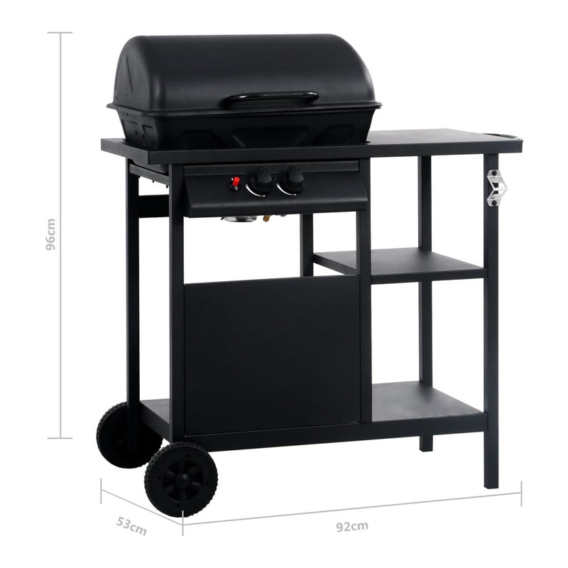 Gas grill with shelf on 3 levels black - Starttech Online Market