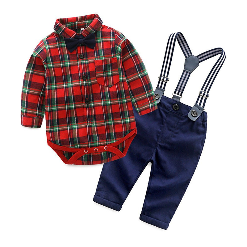 Gentleman European And American Plaid Shirt Bib Suit - Starttech Online Market