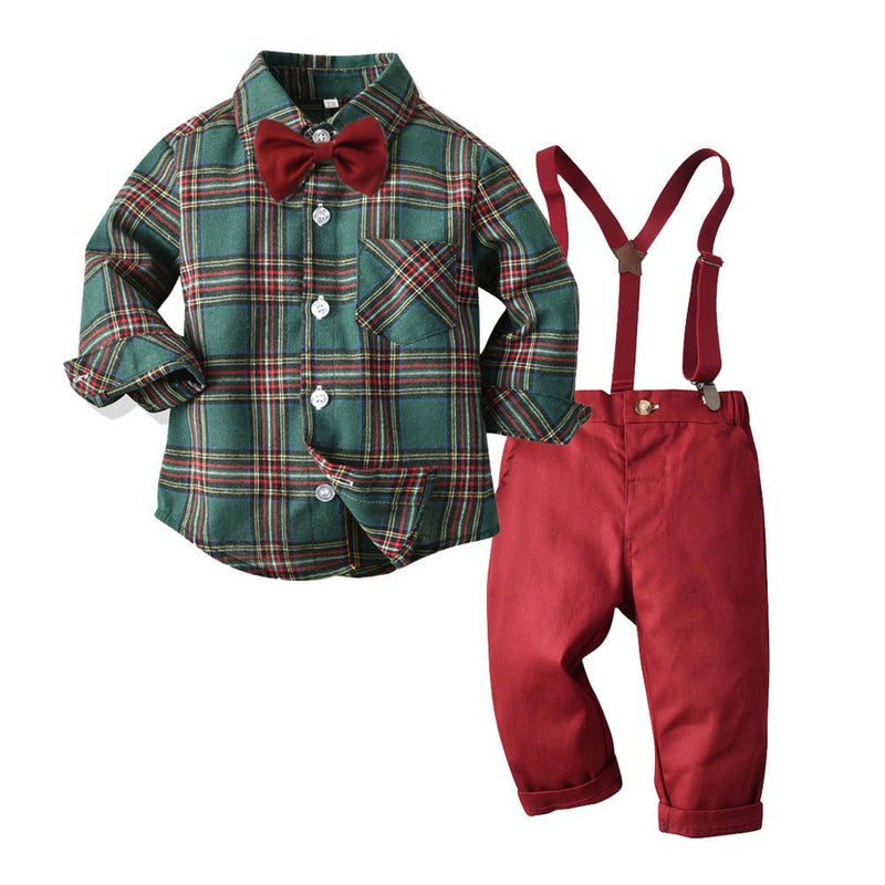 Gentleman European And American Plaid Shirt Bib Suit - Starttech Online Market