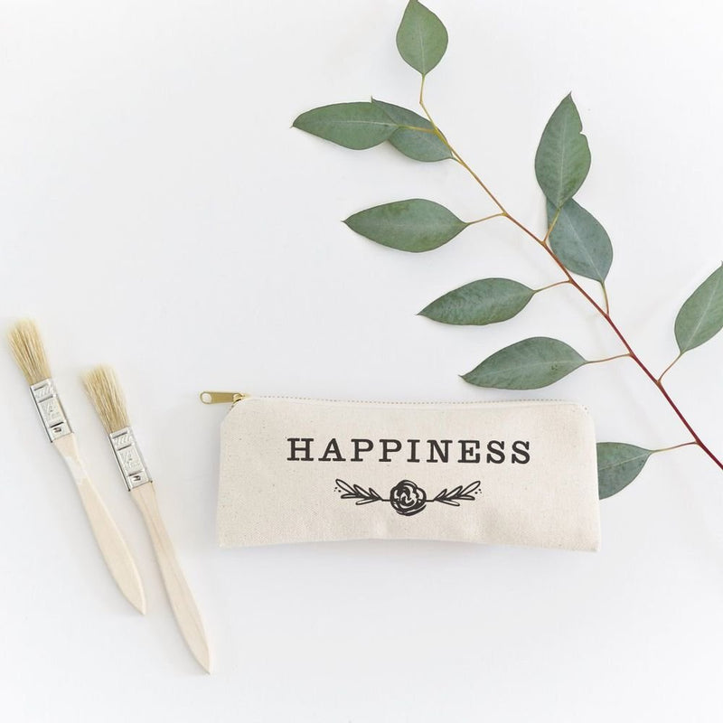 Happiness Cotton Canvas Pencil Case and Travel Pouch - Starttech Online Market