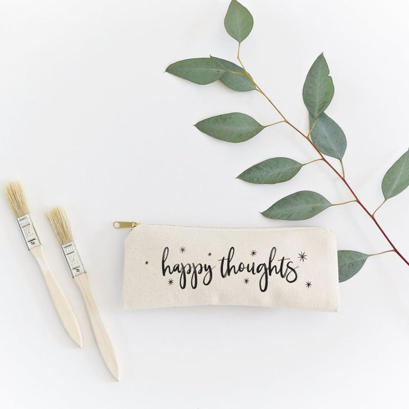 Happy Thoughts Cotton Canvas Pencil Case and Travel Pouch - Starttech Online Market