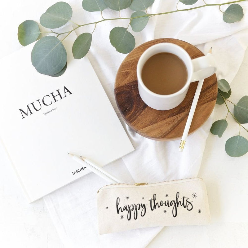 Happy Thoughts Cotton Canvas Pencil Case and Travel Pouch - Starttech Online Market