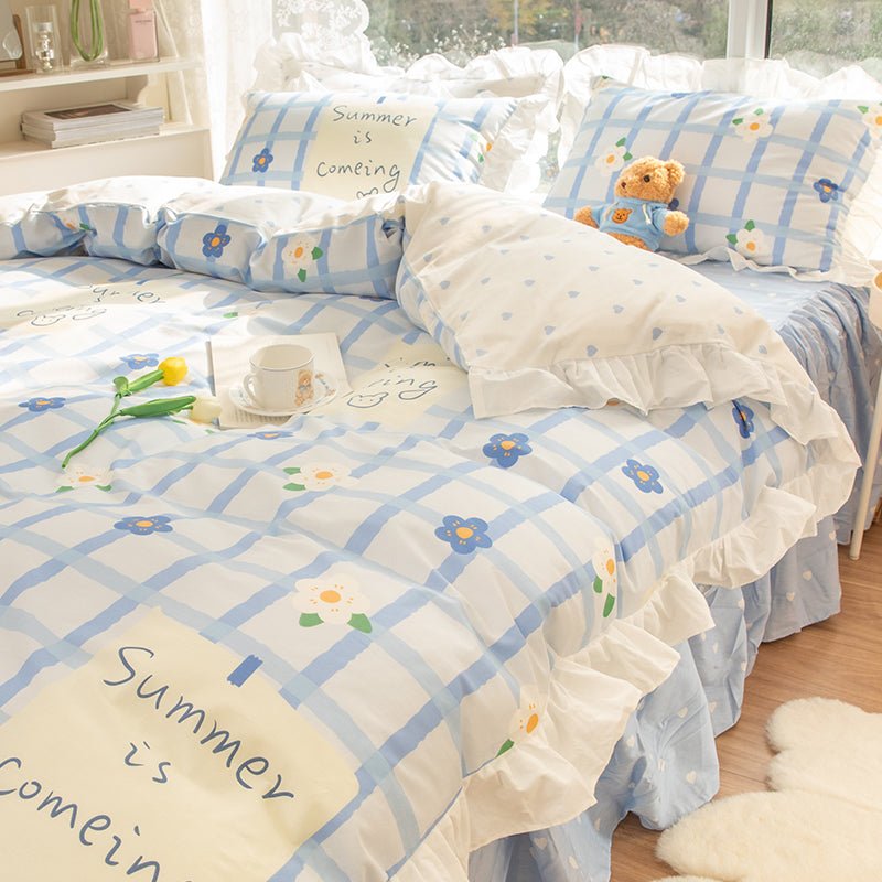 Korean Bed Skirt Pure Cotton Bed Four-piece Set 100 Cotton - Starttech Online Market